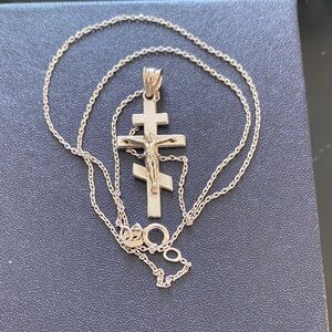 Sterling Silver Orthodox Crucifix Necklace